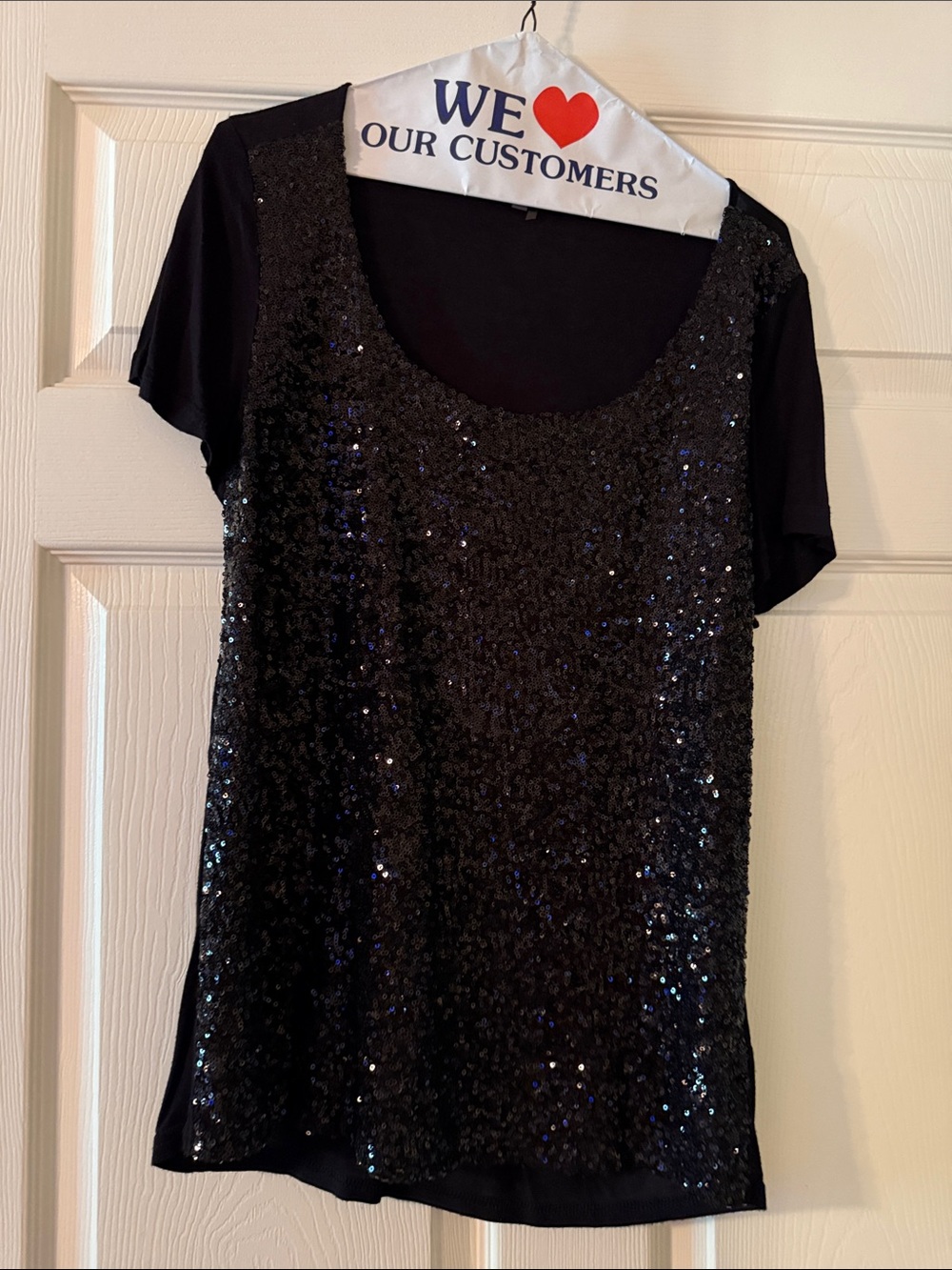 i jeans by Buffalo Black Sequin Scoop Neck Top
